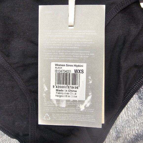 Icebreaker Siren Hipkini Panties womens XS Merino wool black sweat wicking Hike - Picture 5 of 15